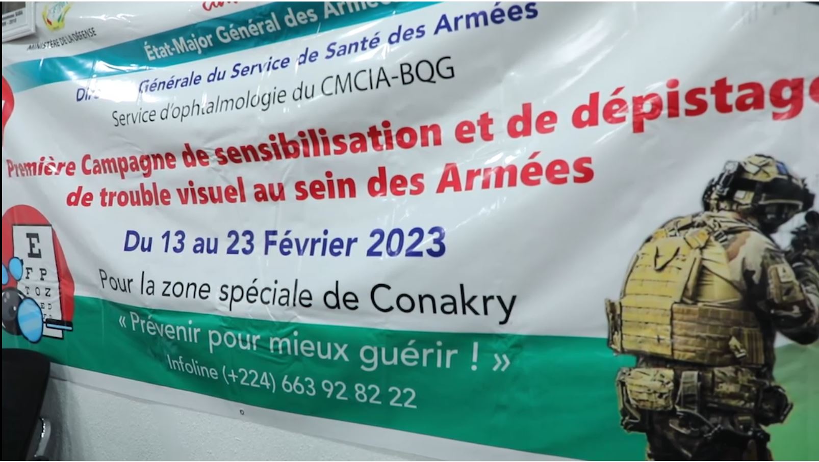 Campagne de sensibilisation et de dépistage des troubles visuels au sein de l&rsquo;armée pour la zone spéciale de Conakry (Février 2024).